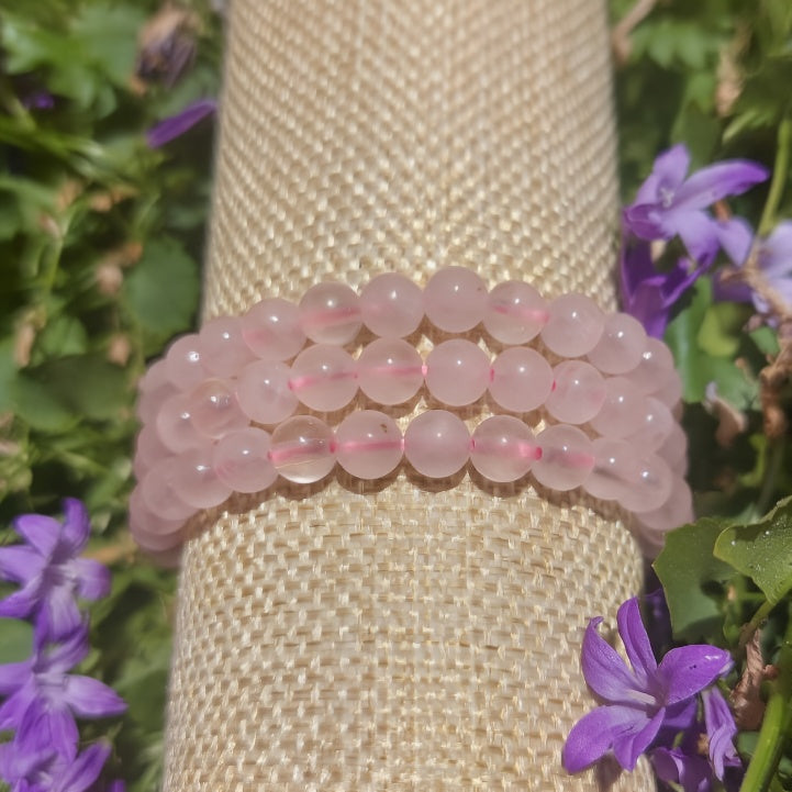 Armband Rosenquarz, 06mm Kugeln.