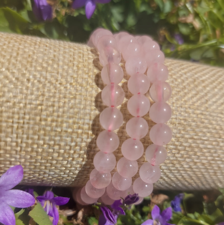 Armband Rosenquarz, 06mm Kugeln.