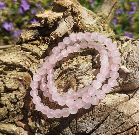 Armband Rosenquarz, 06mm Kugeln.