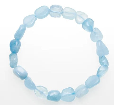 Armband, Aquamarin, Trommelsteine, 08-12 mm.
