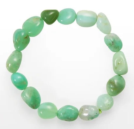 Armband, Chrysopras, Trommelsteine, 06-08 mm.