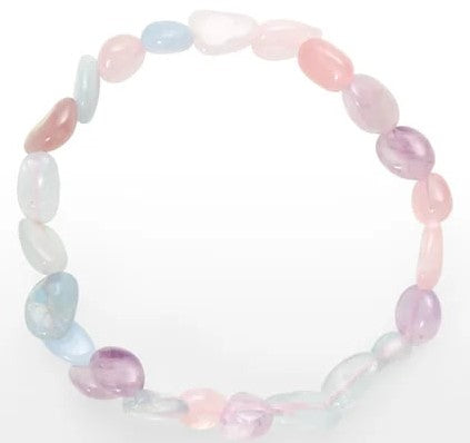 Armband, MIX (Rosenquarz + Amethyst + Aquamarin), Trommelsteine, 06-08 mm.