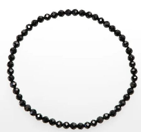 Armband, Spinell schwarz, Perle facettiert, 03 mm Kugeln.