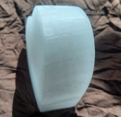 Kerzenständer ""Herz"" aus Selenit, 9.5 cm (Marokko)