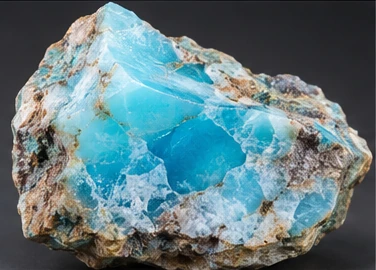 Blauer Andenopal aus Peru als türkisfarbener Rohstein