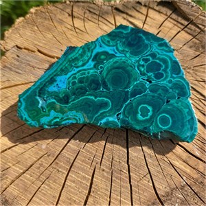 Scheibe Malachit mit Chrysokoll 2-Seitig poliert, DR Kongo – Sammlersteine online kaufen